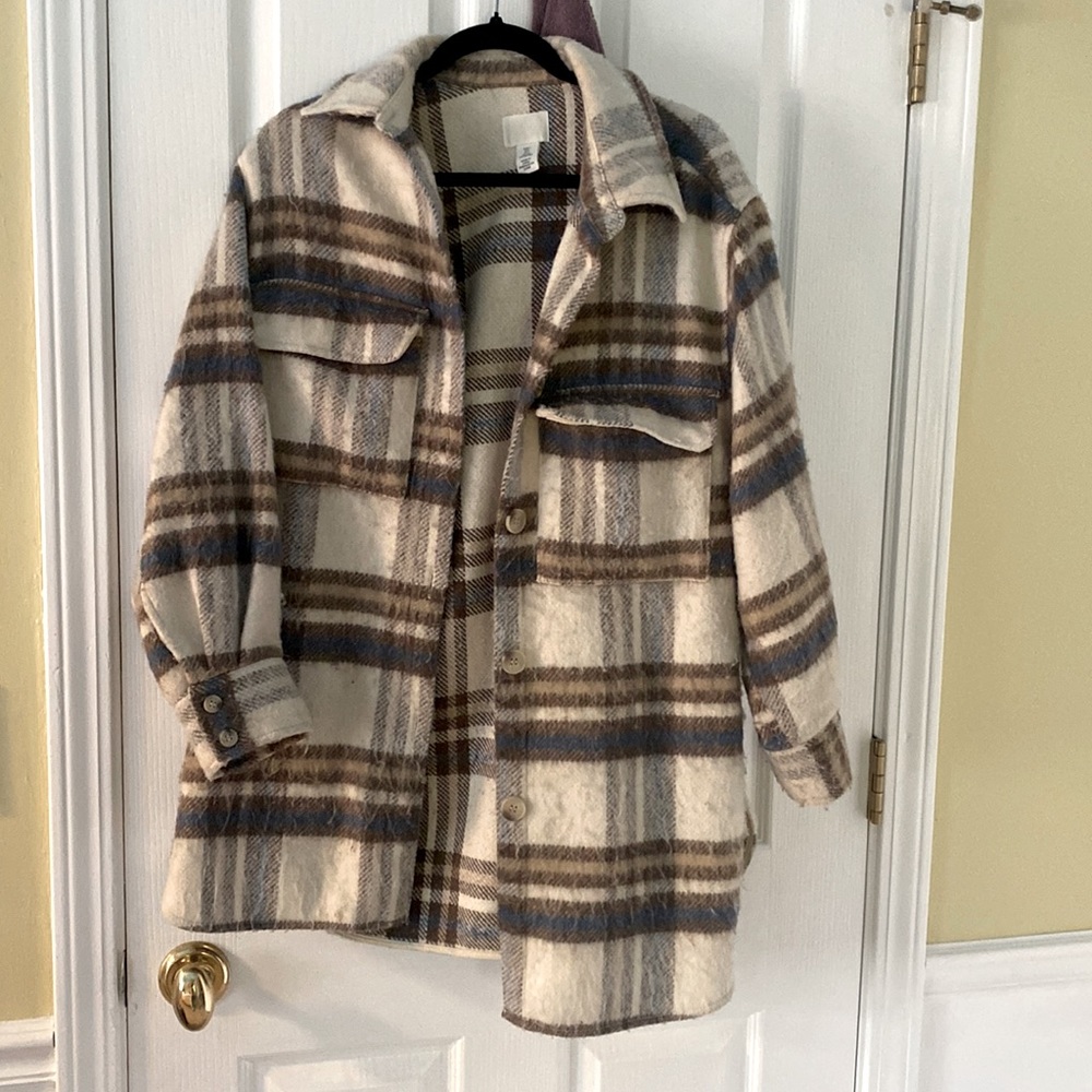 Plaid, 22% wool shacket